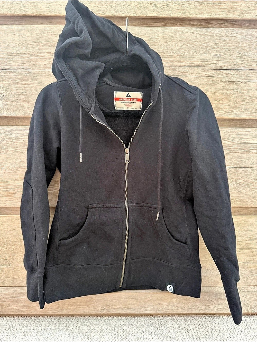 Viral American Giant Women’s Men’s small Classic Full Zip Black Hooded Jacket Sm